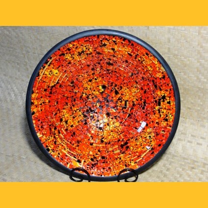 Deko - Schale Glasmosaik rund gelb orange rot